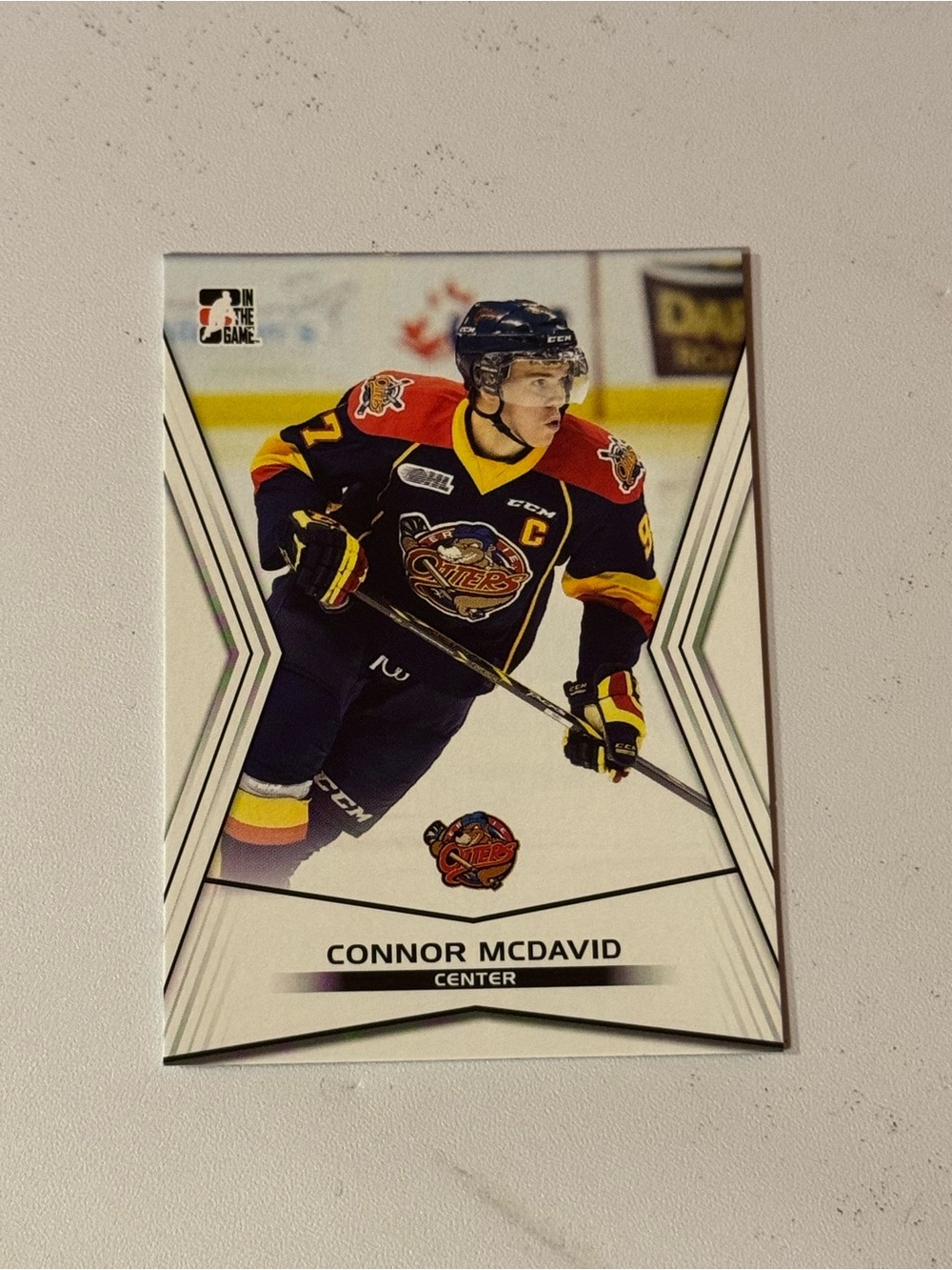 Connor McDavid 2015 Leaf In The Game Heroes and Prospects Card #10 (Erie Otters)